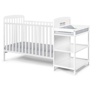 Lirago 3-in-1 Convertible Crib and Changer Combo White - 1 of 4
