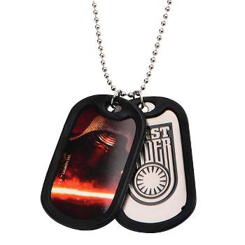 Star Wars First Order Kylo Ren Stainless Steel Double Dog Tag Pendant with Rubber Silencers (22")