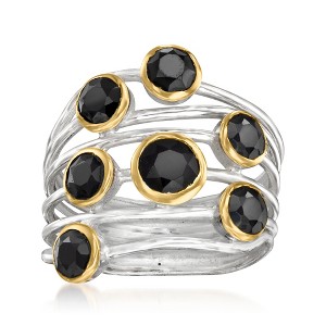 Ross-Simons Black Onyx Highway Ring in 2-Tone Sterling Silver - 1 of 4