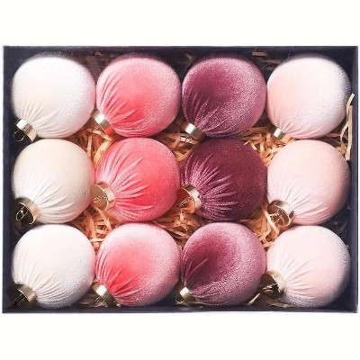 COZONY 12-Piece Shatterproof Fabric Covered Christmas Ball Ornaments