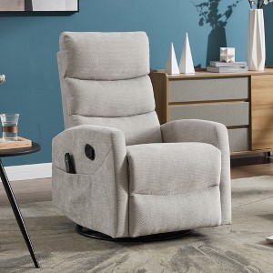 Heat Massage Manual Recliner Chair with Rocker and Swivel in Fabric for Living Room - 1 of 4