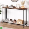 Industricla Console Table, 2-Tier Sofa Tables Narrow Entryway Table with Glass Shelf and Metal Frame - 3 of 4