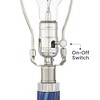 Possini Euro Design Taylor Contemporary Table Lamp with Round Riser 30 1/2" Tall Blue Art Glass White Fabric Drum Shade for Bedroom Living Room Office - 4 of 4