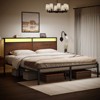Hausource Industrial Bed Frame with Storage LED Headboard, Charging Station, No Box Spring Needed - 3 of 4
