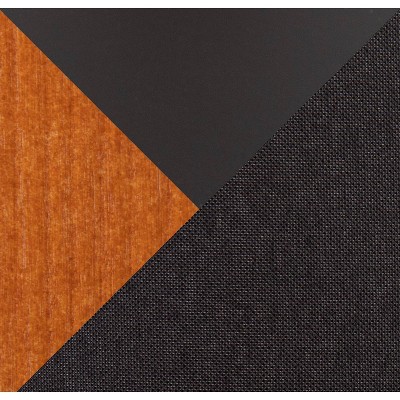 Walnut Wood Black Linen Tripod Floor Lamp with Shelf