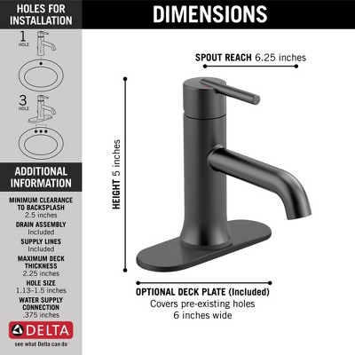 Sleek Matte Black Trinsic Single Handle Bathroom Faucet