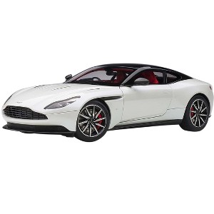 Aston Martin DB11 Morning Frost White Metallic with Black Top and Red Interior 1/18 Model Car by Autoart - 1 of 4