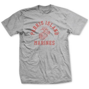 OUTSIDE THE WIRE Leatherneck for Life Parris Island Old School Training T-shirt - Heather Grey - 1 of 2