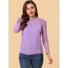 INSPIRE CHIC Women's Elegant Lace Sleeve Scalloped Trim Summer Casual Chiffon Blouse - 3 of 4