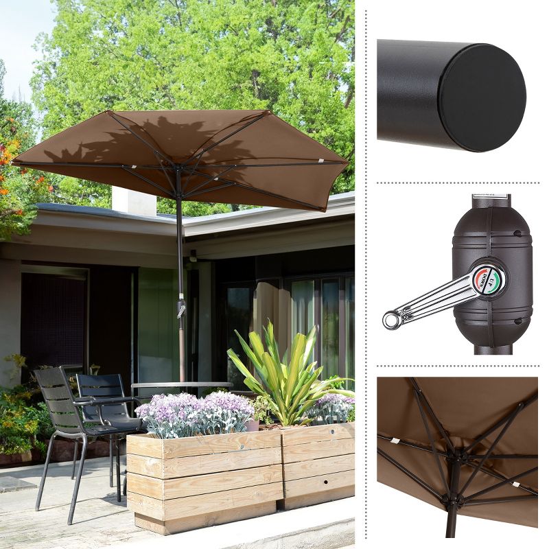Nature Spring 9-ft Easy Crank Half Patio Umbrella - Small Canopy for Balcony, Table, or Deck, 2 of 8