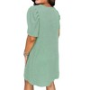 Amaryllis Women’s Textured Rib Knit Puff Sleeve Mini Dress Stretchy Casual Short Sleeve Crew Neck - 3 of 4