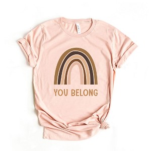 Simply Sage Market Women's You Belong Rainbow Short Sleeve Graphic Tee - 1 of 4