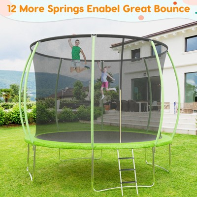 Trampoline 10FT 12FT 14FT 16FT with Enclosure & Ladder, ASTM Approved Heavy-Duty Outdoor Recreational Trampoline for Kids Adults, 440LB Capacity