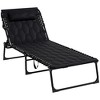 NicBex Folding Chaise Lounge Set of 2 with Padded Seat, Patio Lounge Chair with 5-Level Reclining Back, Side Pocket & Headrest for Yard - 2 of 4