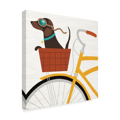 Trademark Fine Art -Michael Mullan 'Beach Bums Dachshund Bicycle I' Canvas Art - image 1 of 3