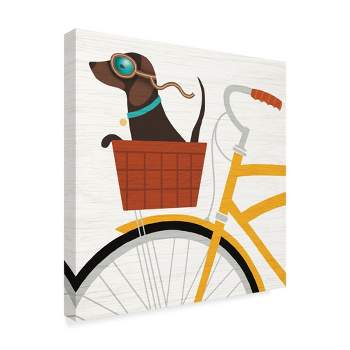 Trademark Fine Art -Michael Mullan 'Beach Bums Dachshund Bicycle I' Canvas Art