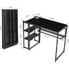 35" Black Folding Desk with Storage Shelf - Space-saving, sturdy writing table, no assembly needed for bedroom, home office or dorm. - 2 of 4