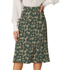 INSPIRE CHIC Women's Print Floral Peasant Elastic Waist A-Line Midi Skirts - 1 of 4