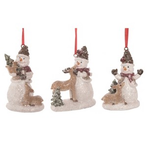 Transpac Sweet Forest Snowman Ornament Set of 3 for Christmas Tree Indoor Decoration Easy Care Holiday Decor - 1 of 1