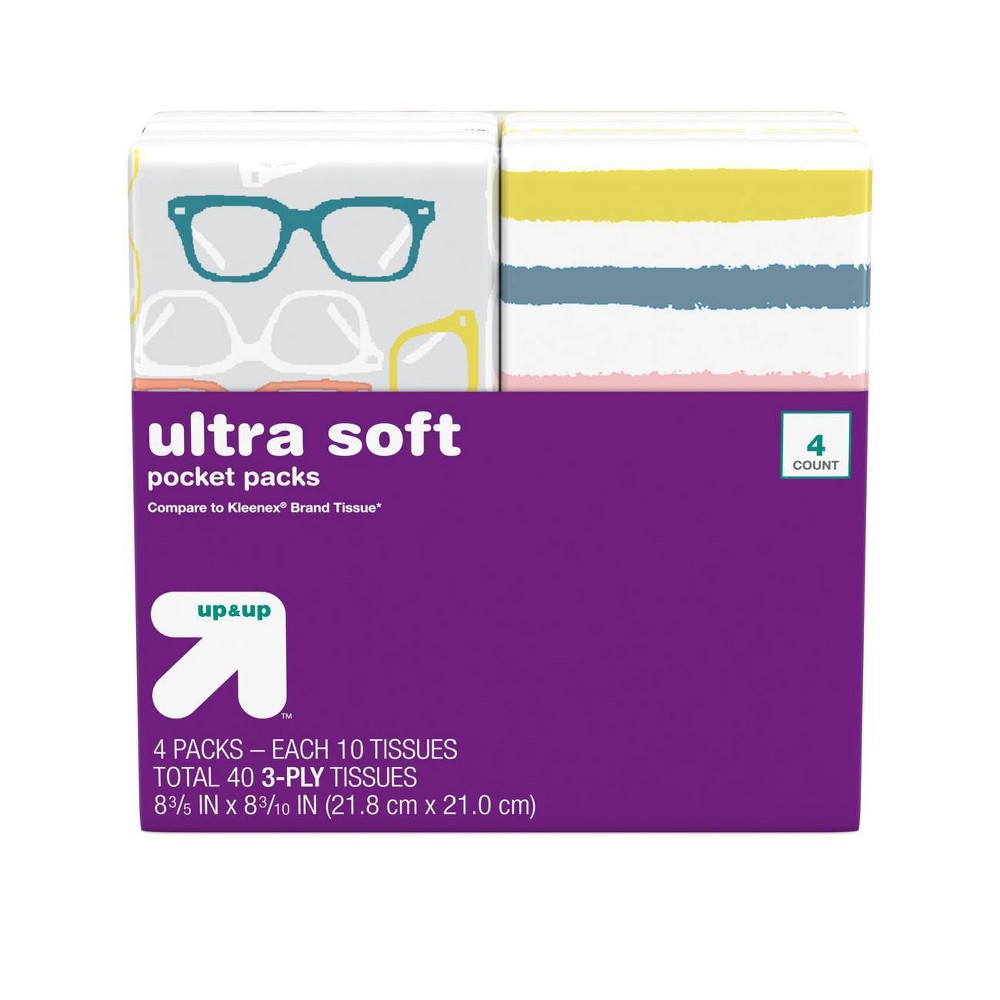 Facial Tissue Pocket Packs - 4pk/10ct - up & up™/36 Total 