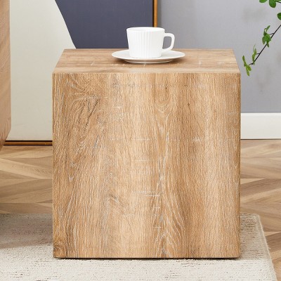 Square Wood Coffee Table Block Table Of Cube Square End Table MDF+Sticker Material Cube Side Coffee Table-Cuddlewood