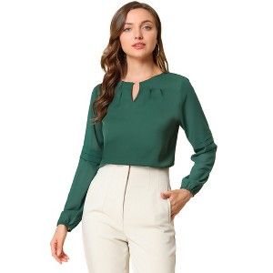 INSPIRE CHIC Women's Chiffon Semi Sheer Keyhole Neck Elegant Work Blouse - 1 of 4