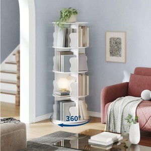 360° Rotating Bookshelf Tower - 4-Tier Stackable Spinning Bookcase, Wood Storage Display Rack for Home, Kids Room & Office - 1 of 4