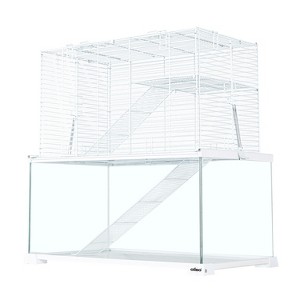 OIIBO 3 Tiers Large Hamster Cages Glass, Heightened Wire Topper with Two Shelf and Two Ladders Ramps, Openable Top, Easy to Clean Removeable - 1 of 3