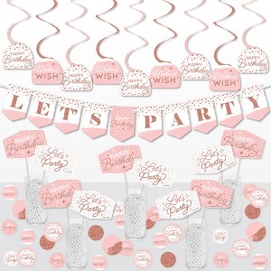 Big Dot of Happiness Pink Rose Gold Birthday - Happy Birthday Party Supplies Decoration Kit - Decor Galore Party Pack - 51 Pieces - 1 of 4
