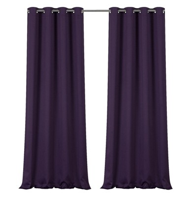 Kate Aurora 100% Hotel Thermal Blackout Purple Grommet Top Curtain Panels