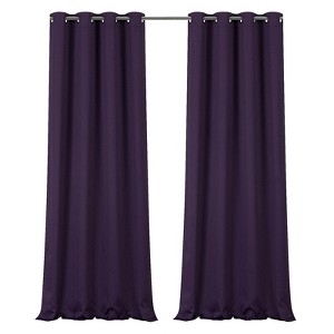 Kate Aurora 100% Hotel Thermal Blackout Purple Grommet Top Curtain Panels - 1 of 1