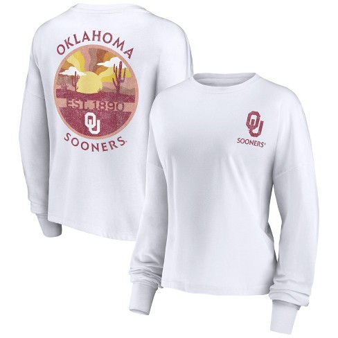 NCAA Oklahoma Sooners Women s White Staycation Long Sleeve T Shirt S