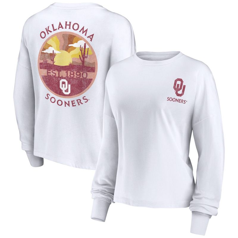 NCAA Oklahoma Sooners Women&#39;s White Staycation Long Sleeve T-Shirt, 1 of 4