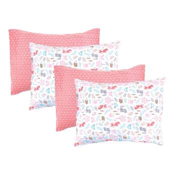 Hudson Baby Infant Girl 4Pc Cotton Toddler Pillow Case, Woodland Fox, One Size