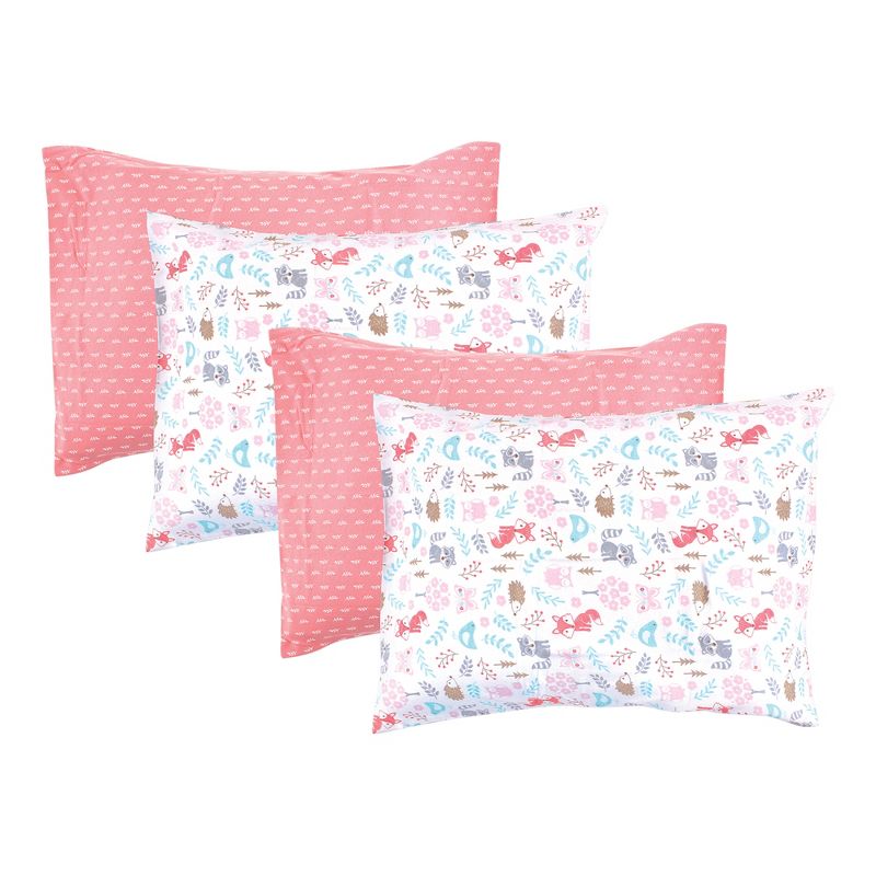 Hudson Baby Infant Girl 4Pc Cotton Toddler Pillow Case, Woodland Fox, One Size, 1 of 3