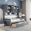 TIRAMISUBEST Twin/Full Size Daybed With 2 Storage Drawers and All-in-One Cabinet, Wooden Daybed Frame Sofa Bed with Open Storage Shelves - 3 of 4