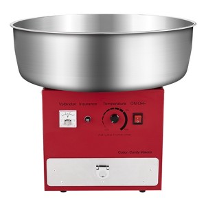 VEVOR Electric Cotton Candy Machine, 1000W Commercial Candy Floss Maker with 20.5 in Stainless Steel Bowl, Sugar Scoop, and Drawer, Red - 1 of 4