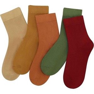SERISIMPLE Women Thin Viscose Bamboo Socks Crew Lightweight Above Ankle Casual Dress Sock 5 Pairs - 1 of 4