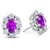 Pompeii3 3 Ct Amethyst & Diamond Halo Studs 14k White Gold - 2 of 4