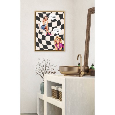 Kate & Laurel All Things Decor 18"x24" Go Girl Black Framed Canvas by Honey Island Studio Bright Gold