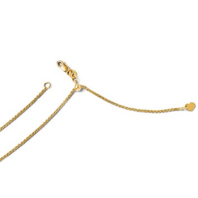 Black Bow Jewelry 1.4mm 14k Yellow Gold Adjustable Solid Wheat Chain Necklace
