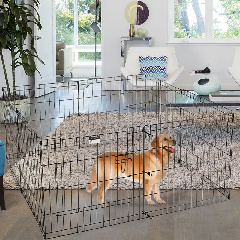 Puppy Playpen - Foldable Metal Exercise Enclosure with Eight 24-Inch Panels - Indoor/Outdoor Fence for Dogs, Cats, or Small Animals by PETMAKER, 4 of 11