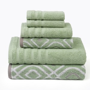 Modern Threads Oxford 6-pc Yarn Dyed Jaquard/Solid Towel Set - 1 of 4
