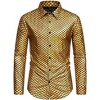 Lars Amadeus Men's Long Sleeves Party Nightclub Patterned Shiny Metallic Shirts - image 2 of 4