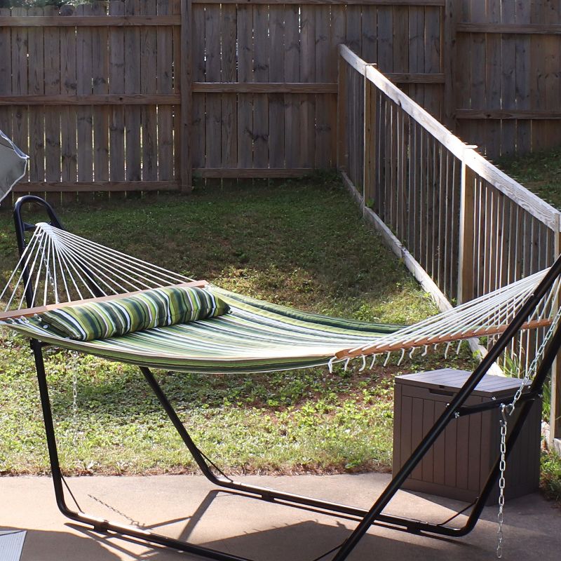 Sunnydaze Two-Person Quilted Fabric Hammock with Spreader Bars - 450 lb Weight Capacity, 3 of 21