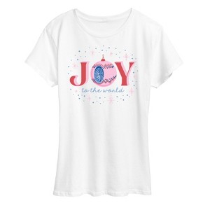 Women's - Instant Message - Christmas Joy To The World Sparkle Short Sleeve Graphic T-Shirt - 1 of 4