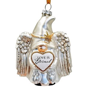Love is Eternal Angelic Gnome Glass Ornament, White Angel Delicate Sentimental Tree Decoration| OrnamentallyYou - 1 of 4