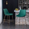 Roundhill Furniture Aufurr Modern Velvet 26.50 Counter Height Stool, Green, Set of 2 - 4 of 4