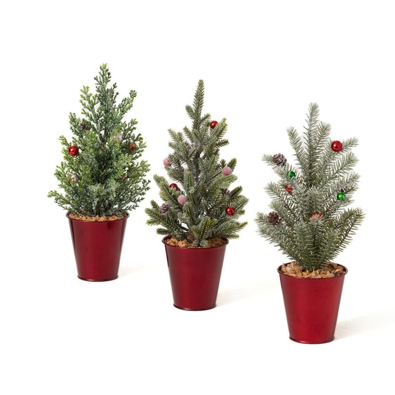 Sullivans 1' Potted Pine Artificial Tree Set of 3, Green, 4 of 6