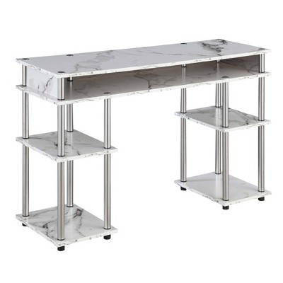 Designs2Go No Tools Student Desk with Shelves White Faux Marble - Breighton Home